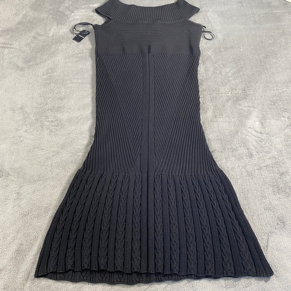 Torrid Sweater Dress Womens 3X Black OTS Trumpet Cable Knit Goth Minimalist New - Picture 2 of 10